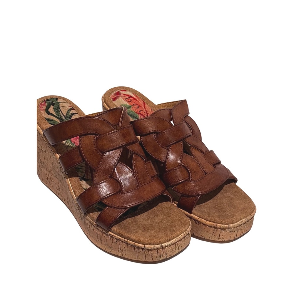b.o.c. Born Concept‎ Brown Kora Woven Wedge Sandals Cork Platform 8M Boho comfy